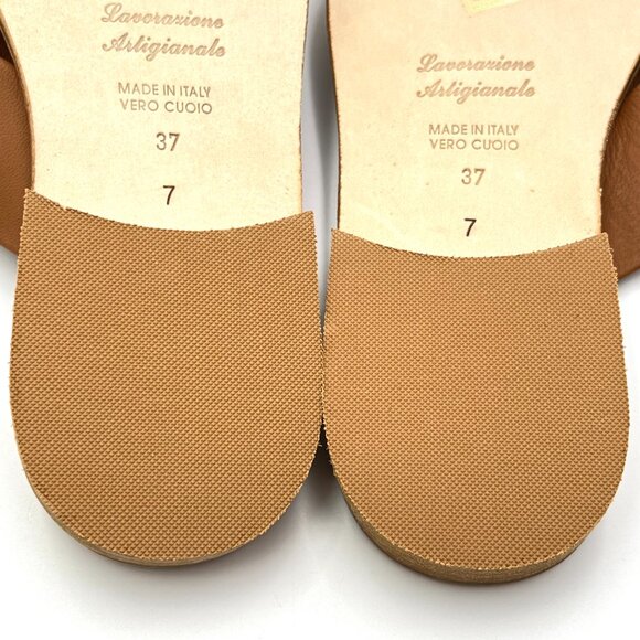 Slaye Womens EU 37 US 7 Brown‎ Leather Slip On Sandals Slides Shoes - Picture 12 of 13